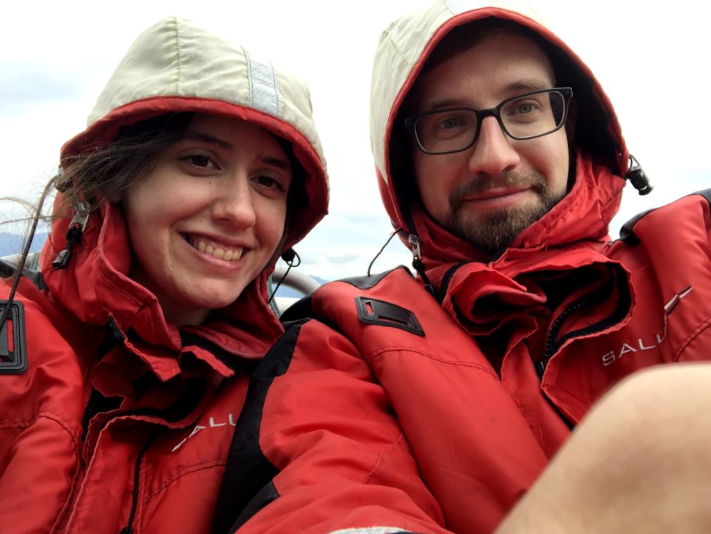 My girlfriend and I suited up to go whale watching in Vancouver, BC