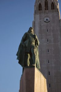 Statue of Leif Erickson in Reykjavik, Iceland.